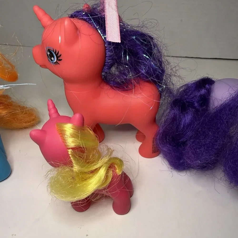 Gi-Go Pony Figure Lot 4 Pegasus w/ Removable Wings Unicorn Brushable Hair Toy
